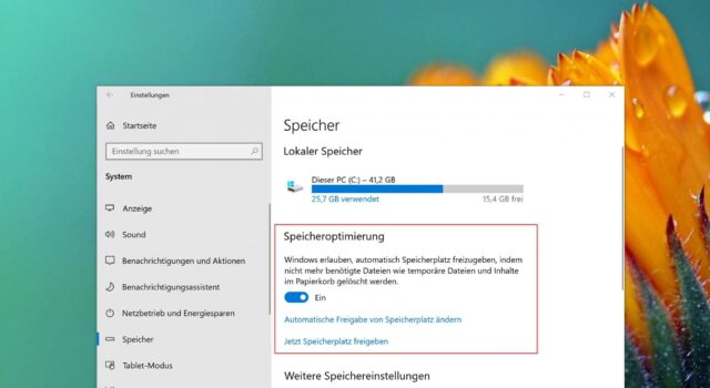 Speicheroptimierung Windows 10