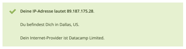 Natürlich befinden wir uns nicht in Dallas. Aber der VPN-Router funktioniert.